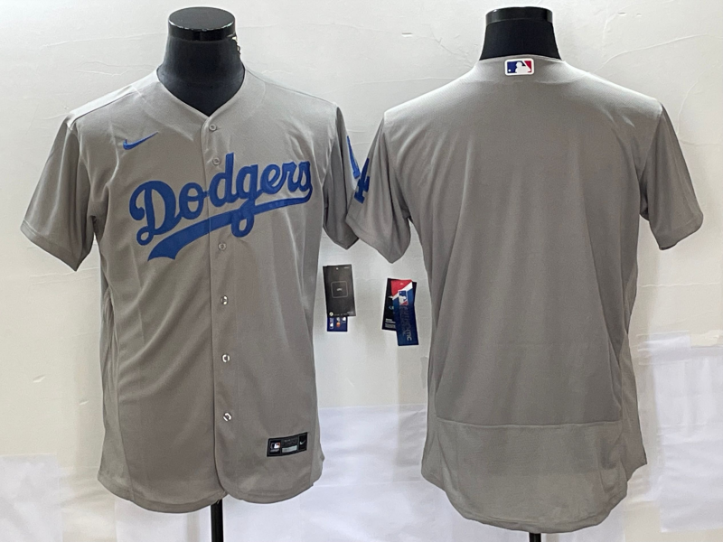 Men's Grey Los Angeles Dodgers Blank Flex Base Stitched Baseball Jersey